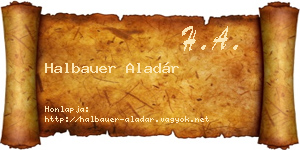 Halbauer Aladár névjegykártya